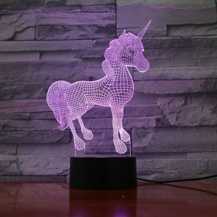 Unikornis baby 7 színű  3D led lámpa