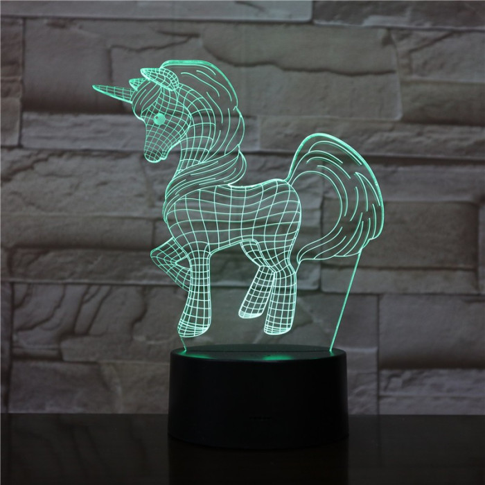 Unikornis Kicsi 7 színű 3D led lámpa