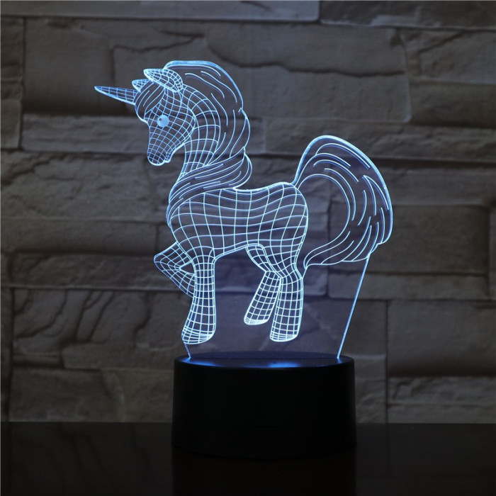 Unikornis Kicsi 7 színű 3D led lámpa