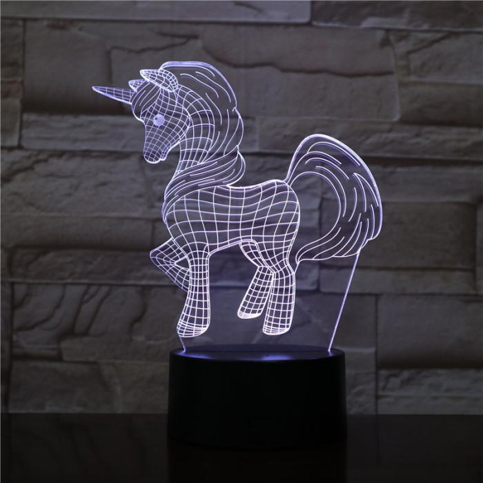 Unikornis Kicsi 7 színű 3D led lámpa
