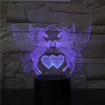 Unikornis Szív 7 színű 3D led lámpa