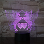 Unikornis Szív 7 színű 3D led lámpa