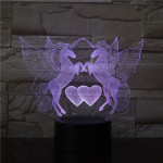 Unikornis Szív 7 színű 3D led lámpa