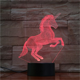 Ágaskodó Unikornis 7 színű 3D led lámpa