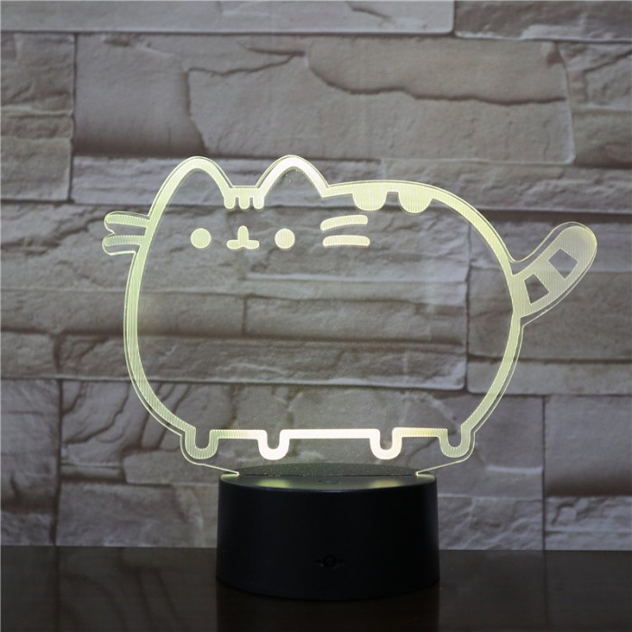 Cica szereti a hasát 7 színű 3D led lámpa