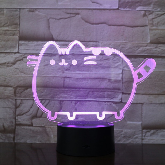 Cica szereti a hasát 7 színű 3D led lámpa