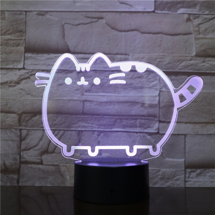 Cica szereti a hasát 7 színű 3D led lámpa