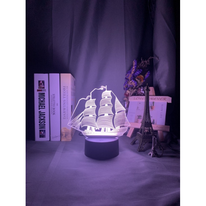 Vitorlás Hajó 3 3D led lámpa