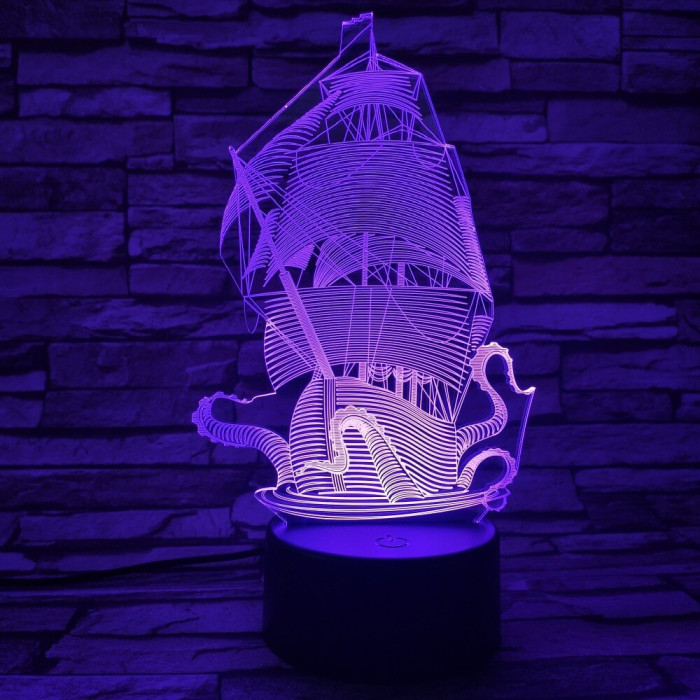 Hajó Kraken 3D led lámpa