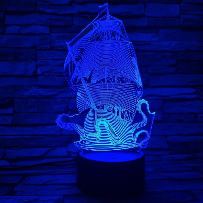 Hajó Kraken 3D led lámpa