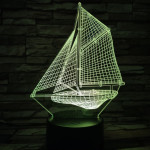 Vitorlás hajó 7 színű 3D led lámpa