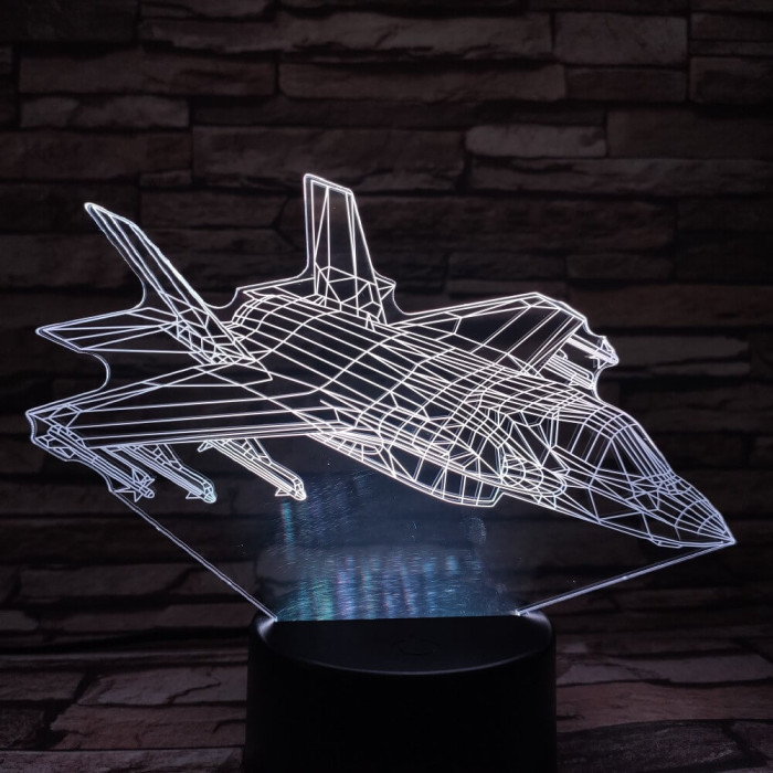 Vadászgép 7 színű 3D led lámpa