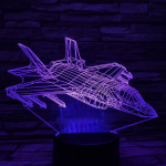 Vadászgép 7 színű 3D led lámpa