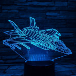 Vadászgép 7 színű 3D led lámpa