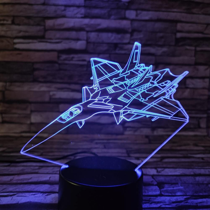 Vadászgép 2 7 színű 3D led lámpa