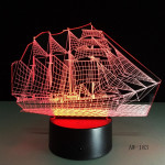 Vitorlás Hajó 7 színű 3D led lámpa