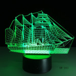 Vitorlás Hajó 7 színű 3D led lámpa