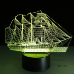 Vitorlás Hajó 7 színű 3D led lámpa