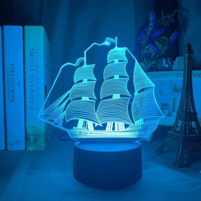 Vitorlás Hajó 3 3D led lámpa