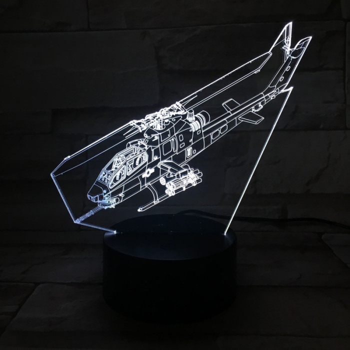 Helikopter 7 színű 3D led lámpa