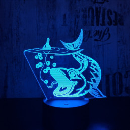 Nagy hal  7 színű 3D led lámpa