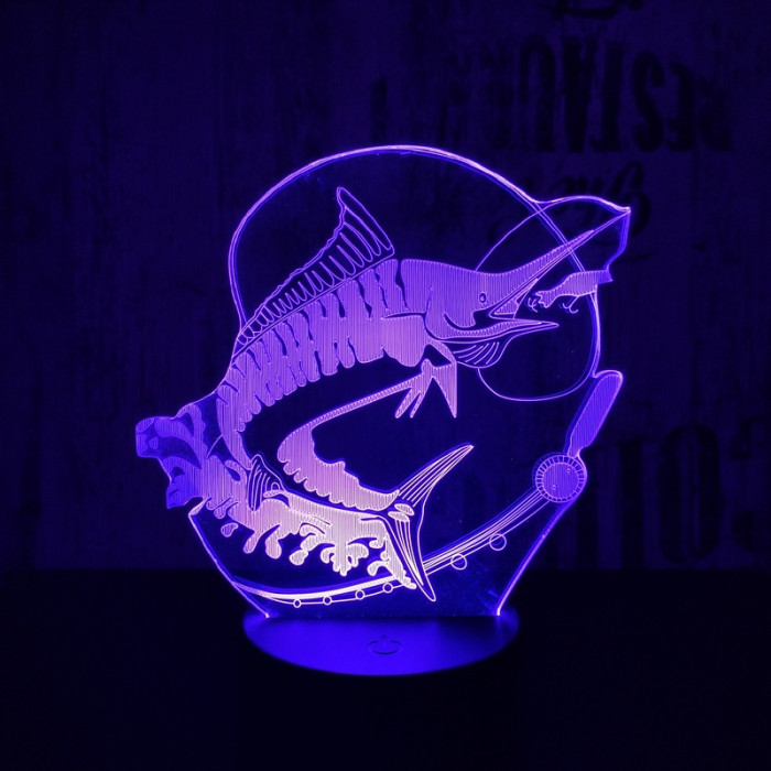 Nagy hal 2  7 színű 3D led lámpa
