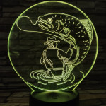 Horgász a kifogott hallal 7 színű 3D led lámpa