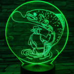 Horgász a kifogott hallal 7 színű 3D led lámpa