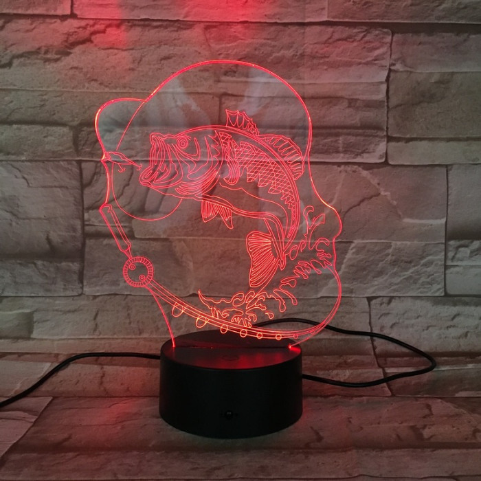 Horgász 7 színű 3D led lámpa