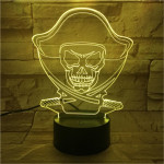 Kalóz halálfej 7 színű 3D led lámpa