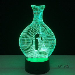 Madár Vázában 3D led lámpa