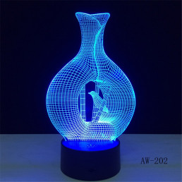 Madár Vázában 3D led lámpa