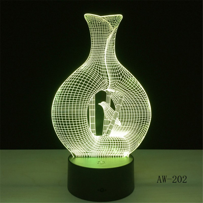 Madár Vázában 3D led lámpa