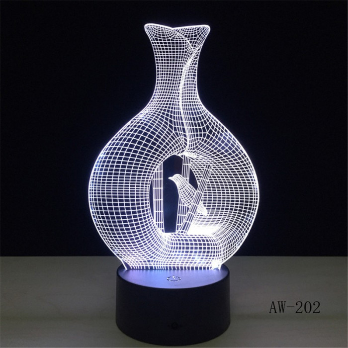 Madár Vázában 3D led lámpa