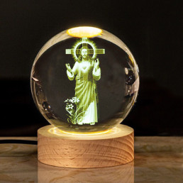 Kristálygömb Jézus 7 színű 3D LED lámpa