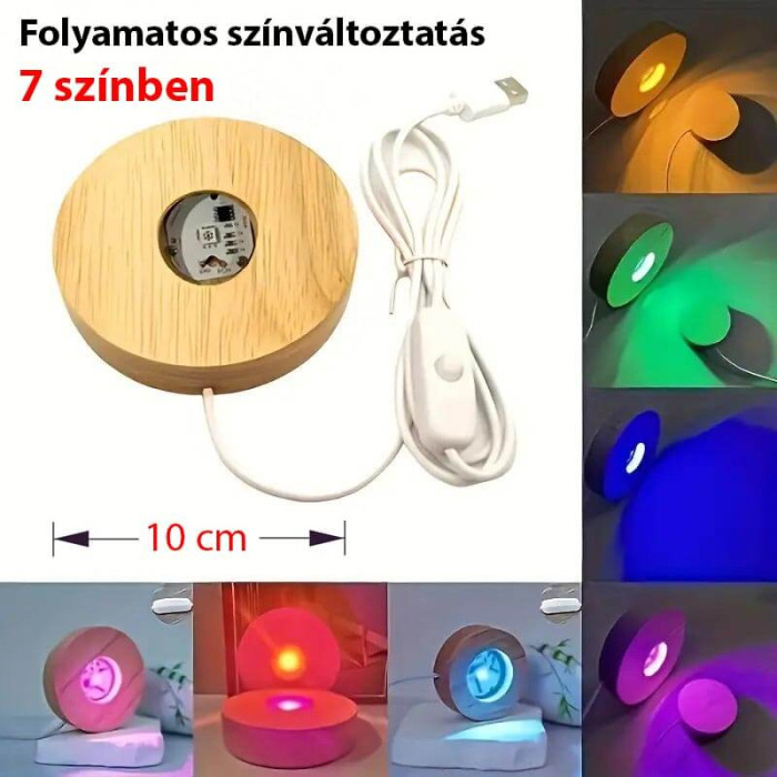 Kristálygömb Angyal 7 színű 3D LED lámpa