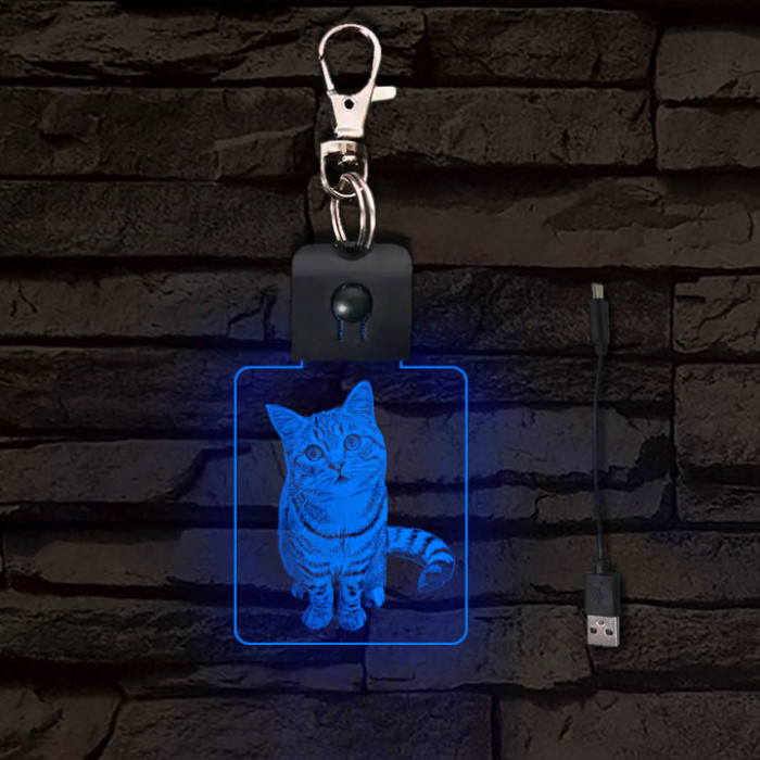 Macska világító LED-s kulcstartó