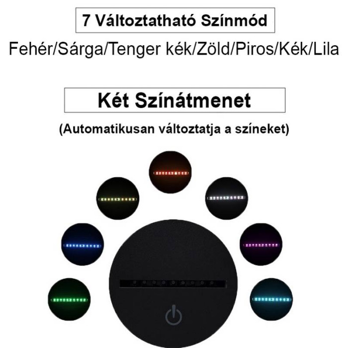 Sálas bagoly  7 színű 3D led lámpa