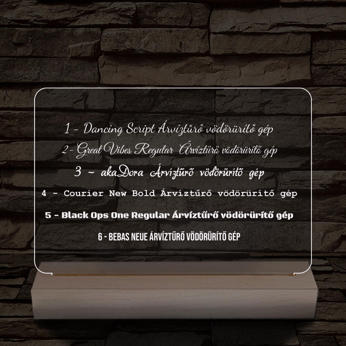 Szív alakú rózsás egyedi idézet fa talp 7 színű 3D led lámpa