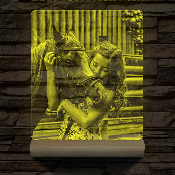 Egyedi fotógravírozás fatalppal 7 színű 3D led lámpa