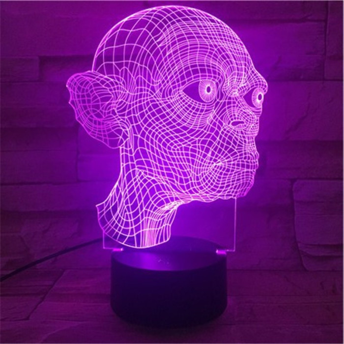 Smeagol 7 színű 3D led lámpa