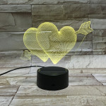 Szív nyíl 7 színű 3D led lámpa
