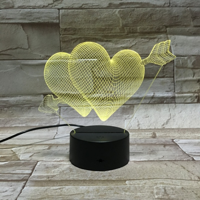 Szív nyíl 7 színű 3D led lámpa