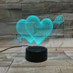 Szív nyíl 7 színű 3D led lámpa