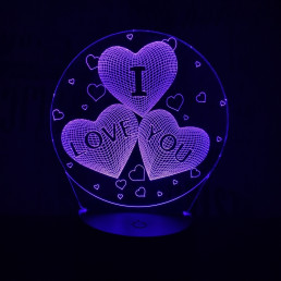 Kör szív 7 színű  3D led lámpa