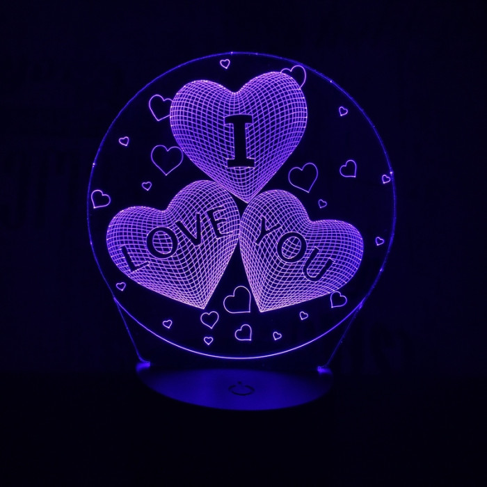 Kör szív 7 színű  3D led lámpa