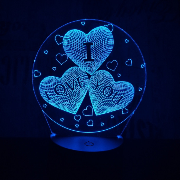 Kör szív 7 színű  3D led lámpa