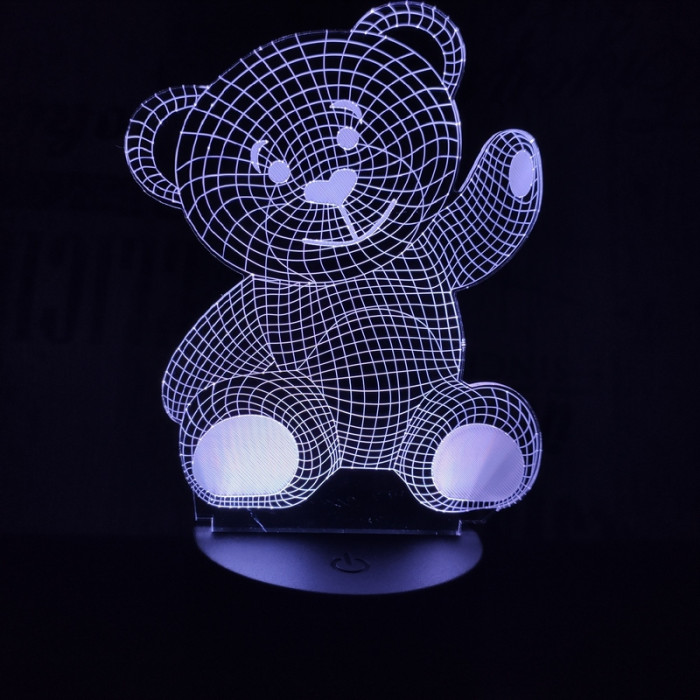 Integetős maci 7 színű 3D led lámpa