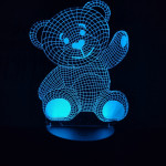 Integetős maci 7 színű 3D led lámpa