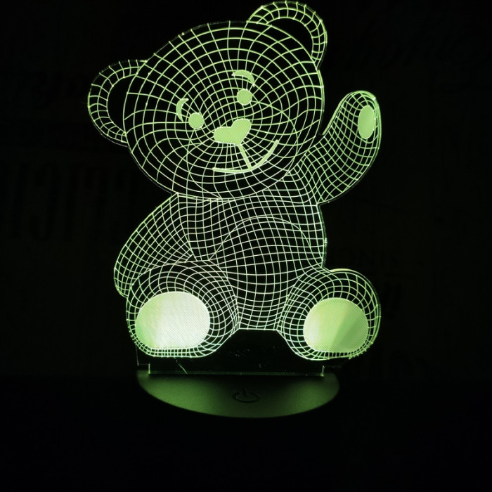 Integetős maci 7 színű 3D led lámpa